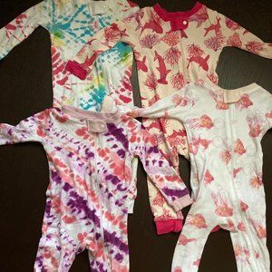 Bundle of 4 Burt's Bees Baby One-Piece Footless Pajamas | 12M